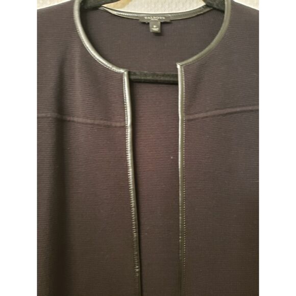 Talbots Petites Womens Cardigan Size Small P Black With Black Pleather Trim - Picture 4 of 5
